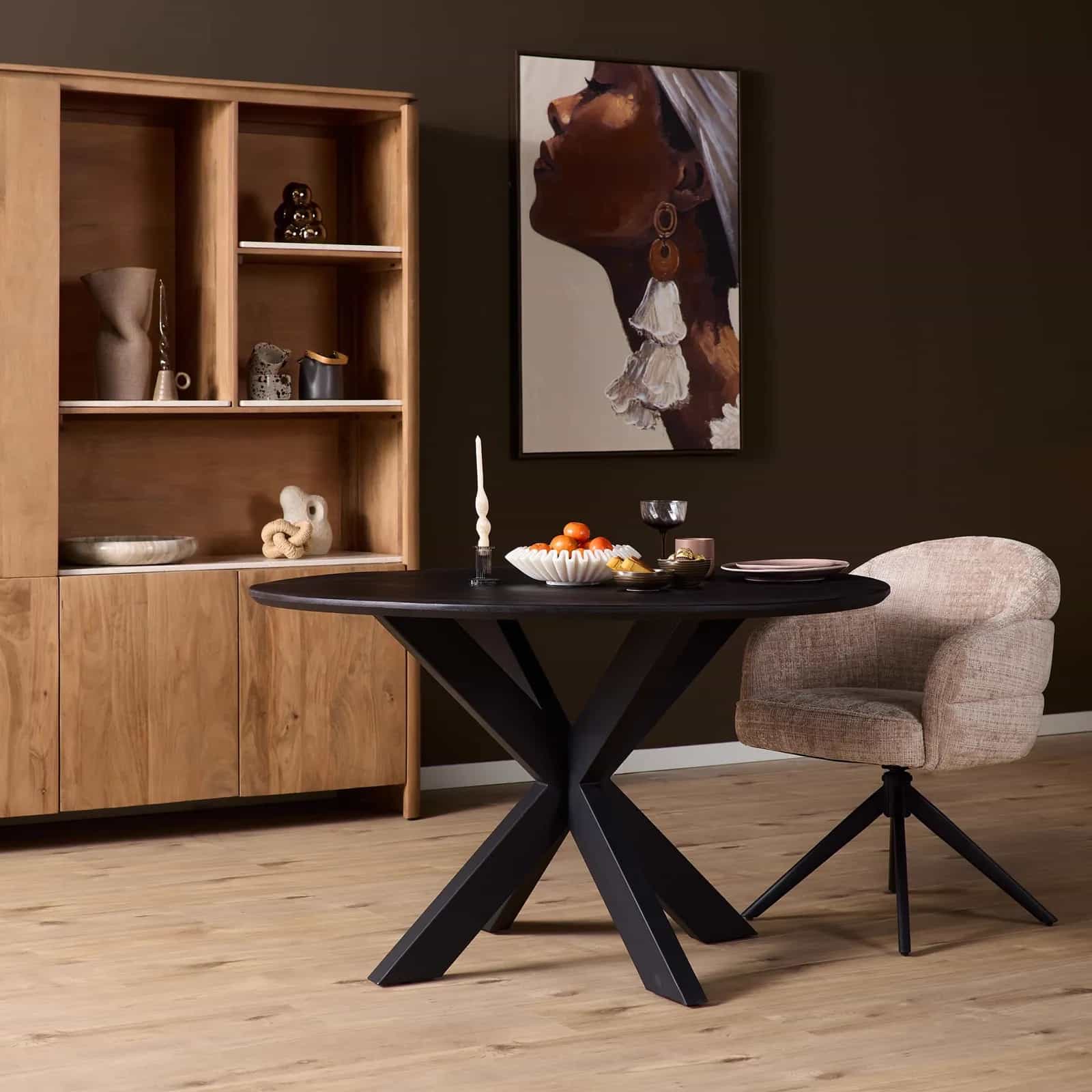 Ronde eettafel Ferris Zwart Eikenhout 110 cm