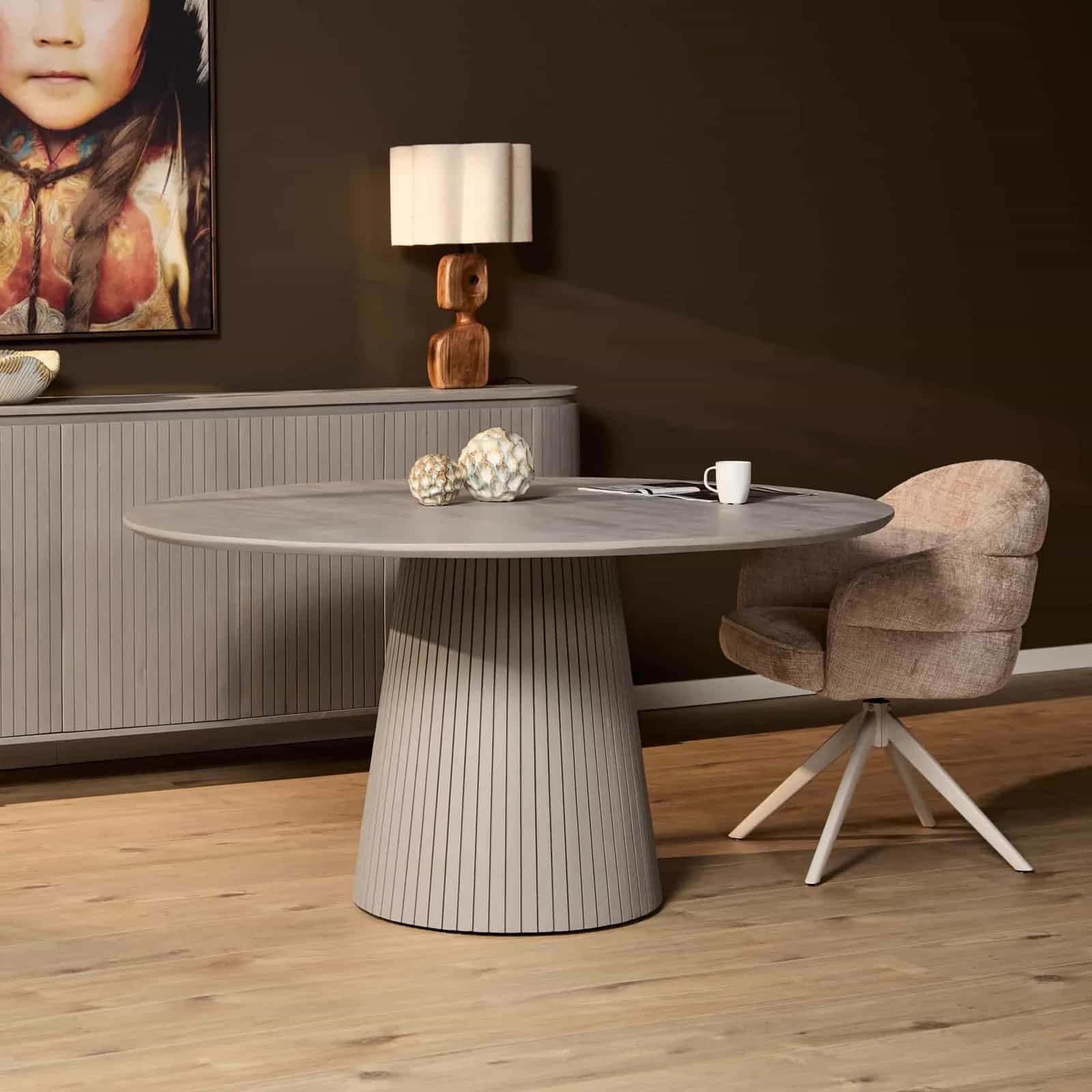Ronde eettafel Solana Taupe Mangohout 130 cm