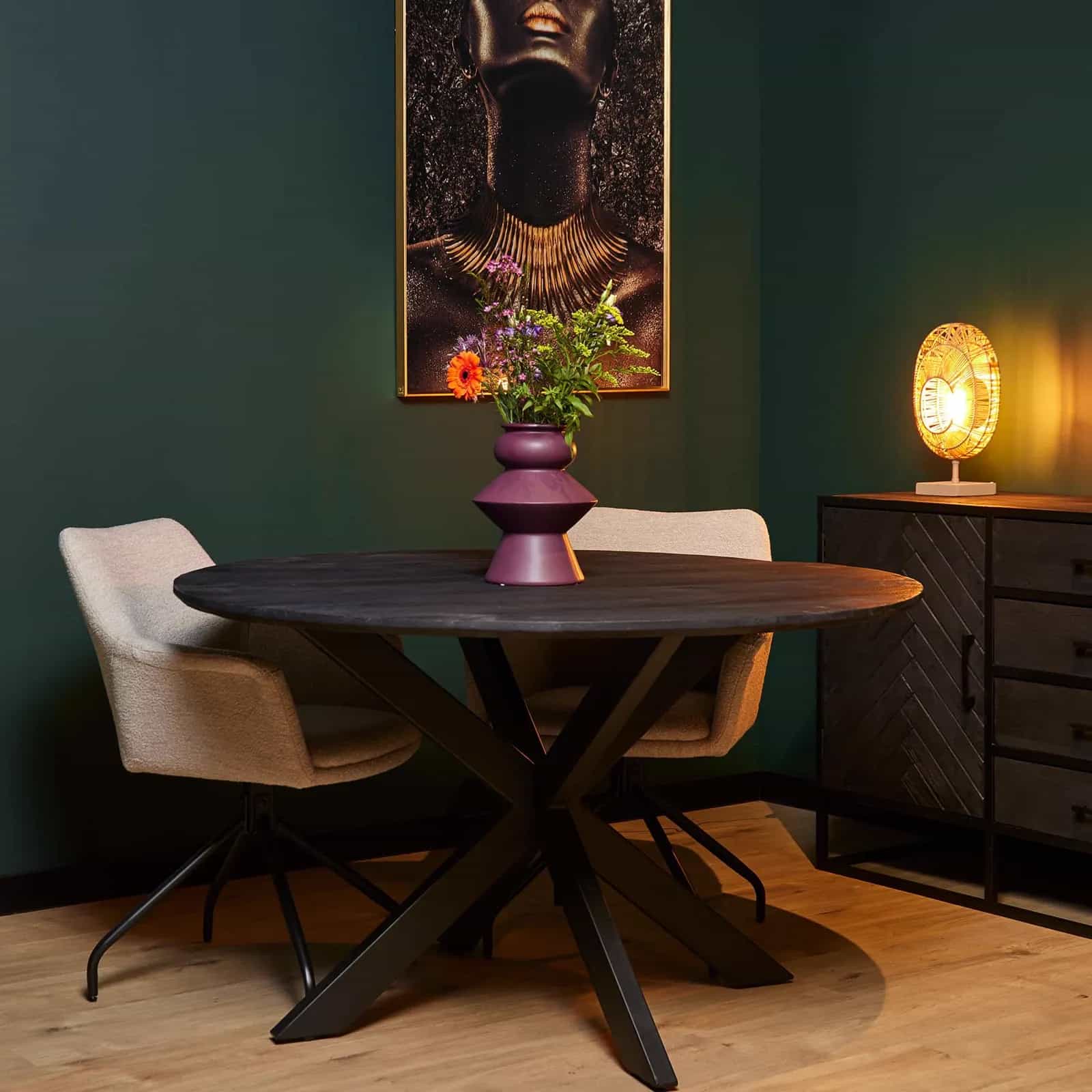 Ronde eettafel New York Zwart Mangohout 120 cm