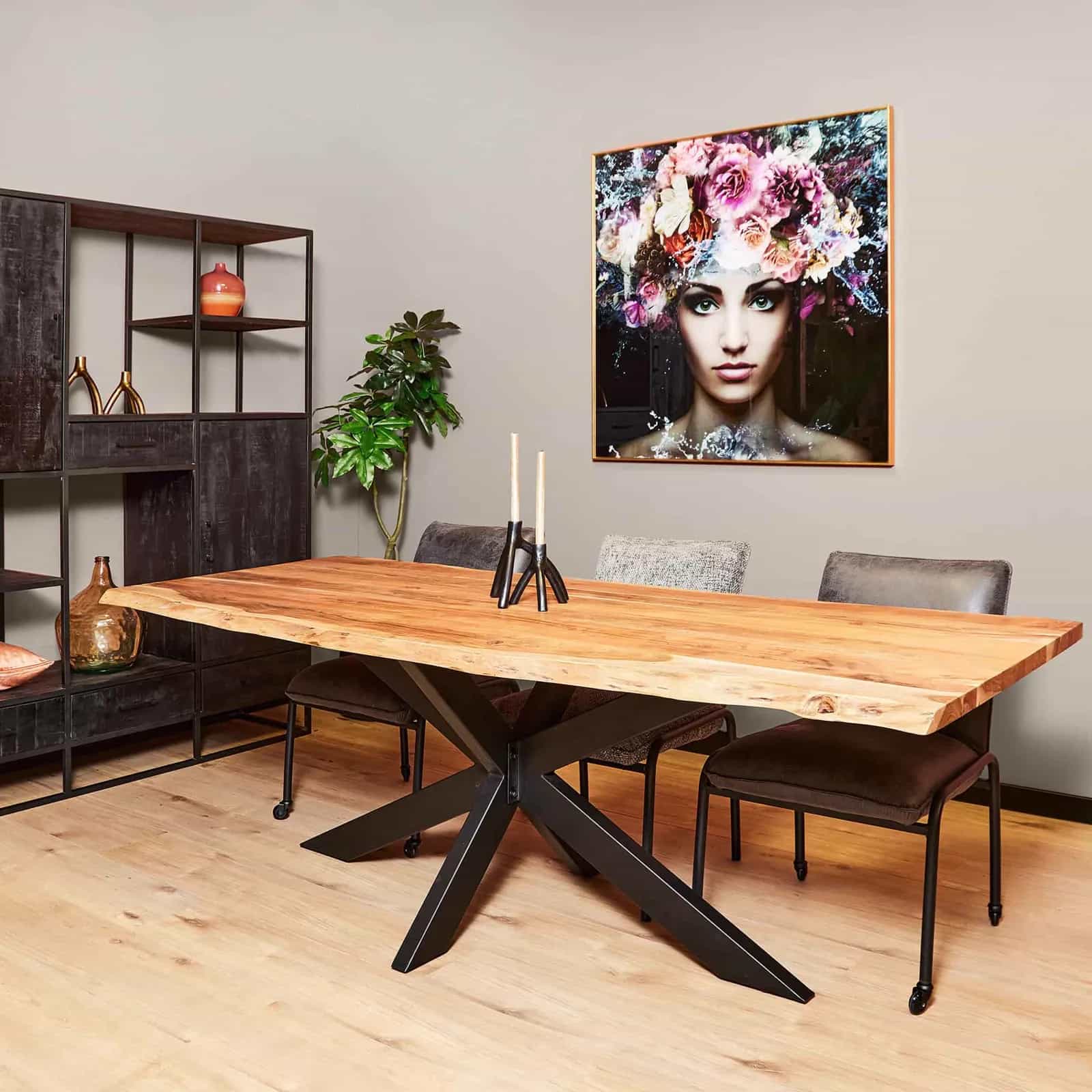 Boomstamtafel Live Edge Naturel Acaciahout 300 cm