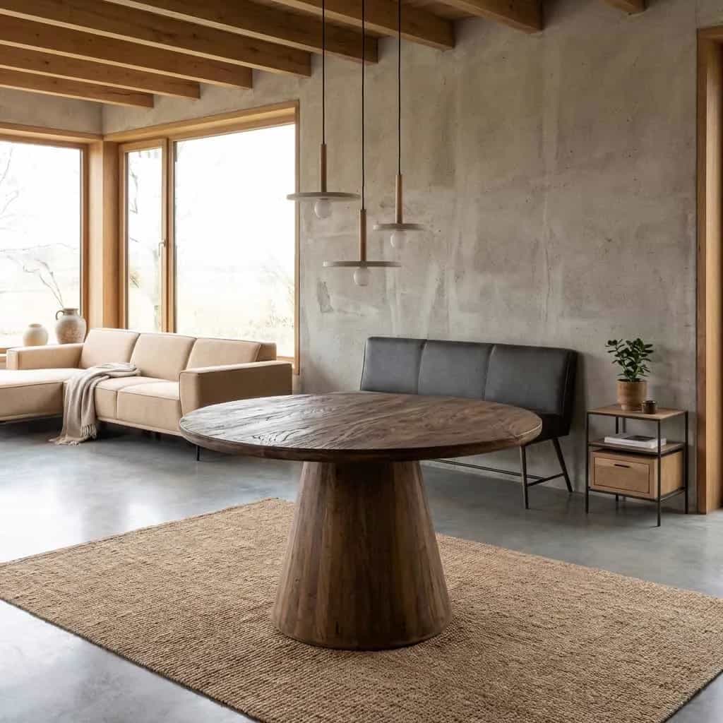 Asti Eetkamertafel rond bruin 130 cm
