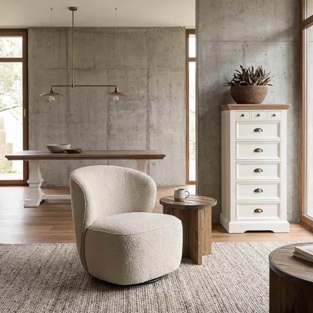 Belvi Fauteuil - fabric AJ3019-08 Cream (draaibaar)
