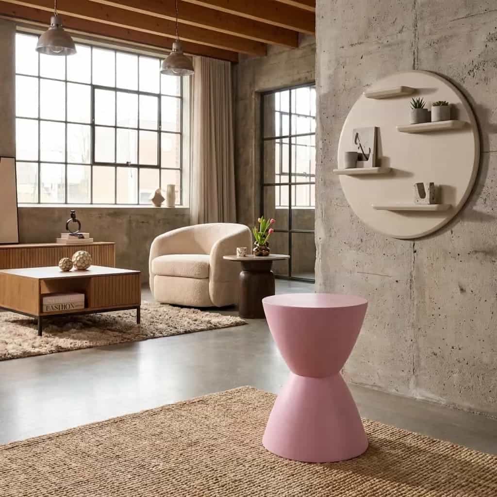 Bijzettafel Abbey Roze Mangohout 33 cm