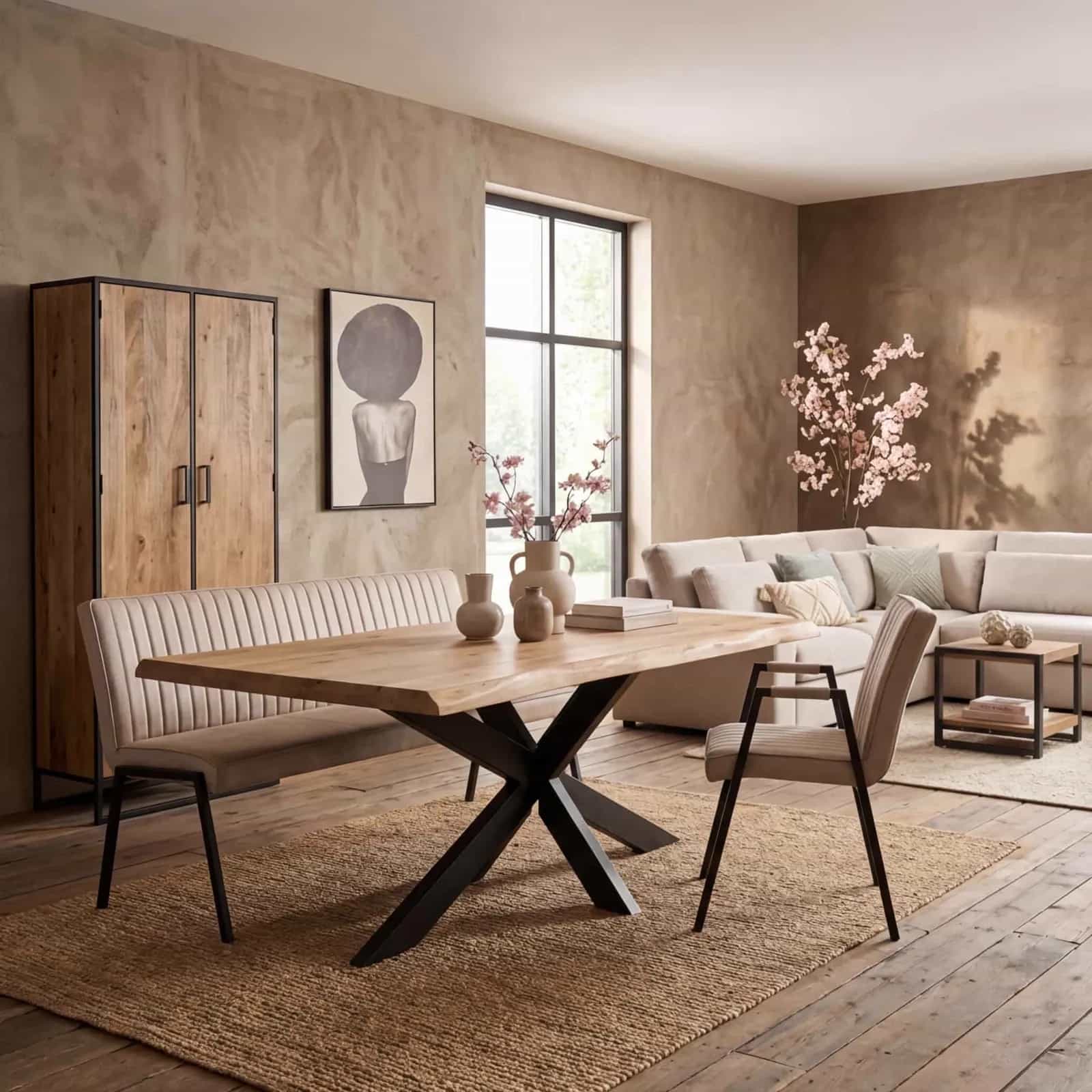 Boomstamtafel Dakota Naturel Mangohout 220 cm