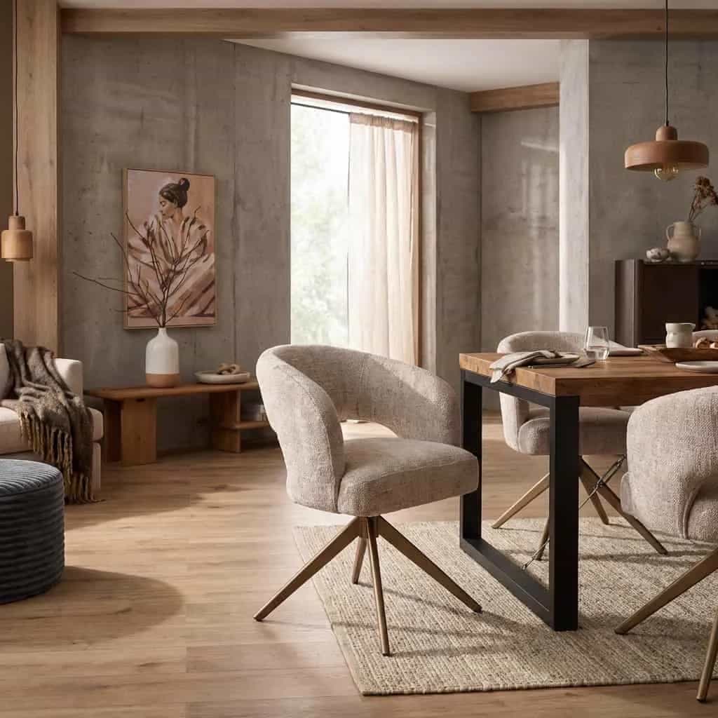 Eetkamerstoel Demi | Beige | Poot Bronze | Met armleuning