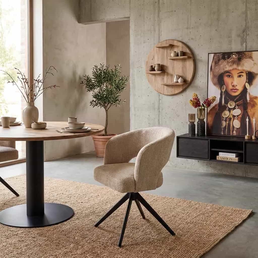 Eetkamerstoel Demi | Cinnamon | Poot Black | Met armleuning