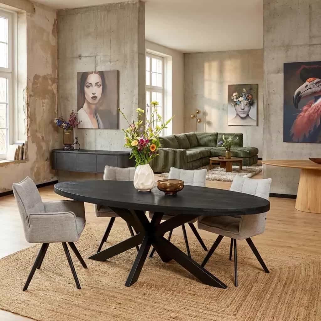 Eettafel Denver Black | 210 cm | Ovaal