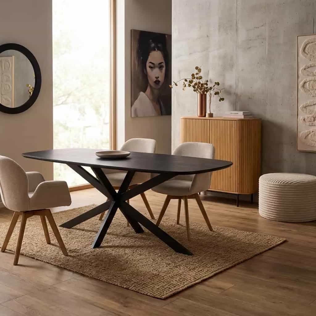 Eettafel Elegance Black | 200 cm | Deens ovaal