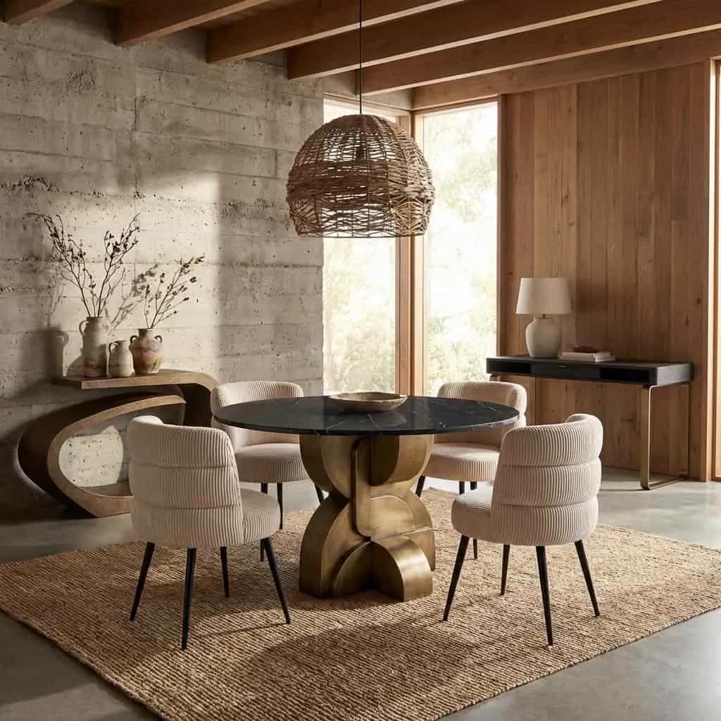 Eettafel Maddox black/gold 130Ø
