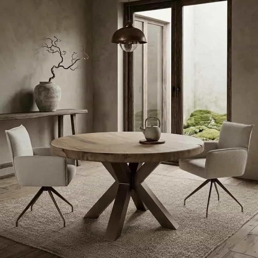 Ronde eettafel suarhout | Spinvoet