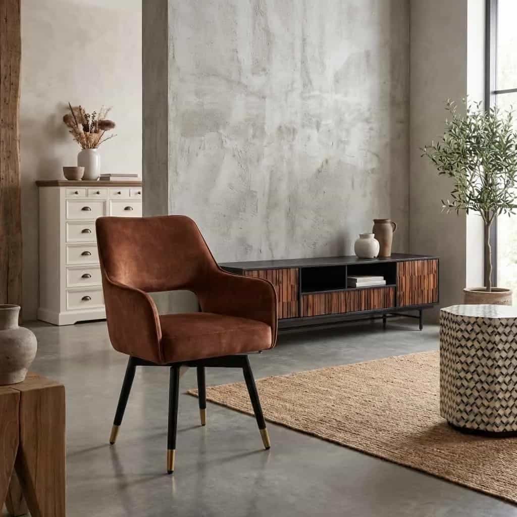 Lenno Armstoel - fabric Adore 24 Copper (draaibaar)