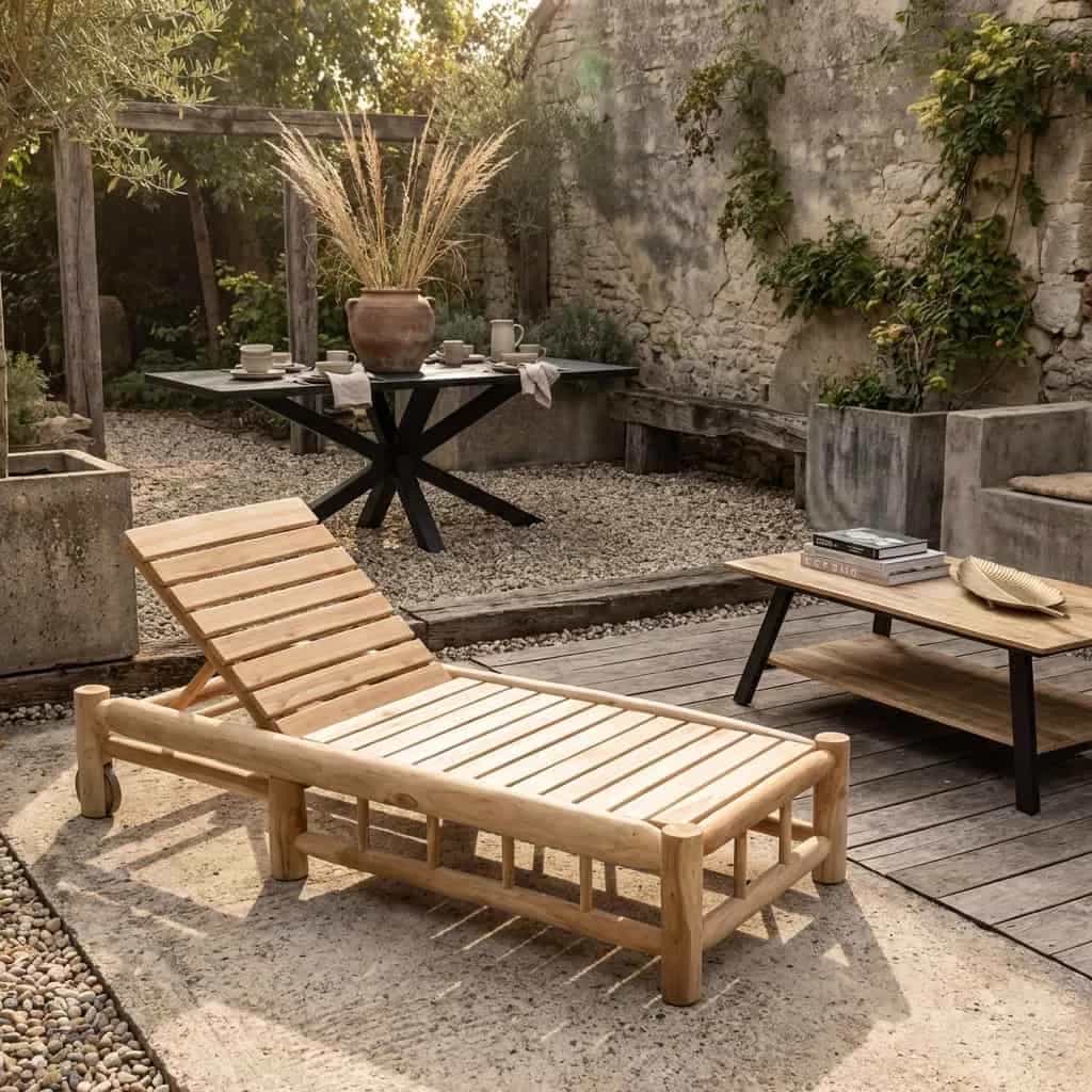 Ligstoel met Wielen Barney Teak