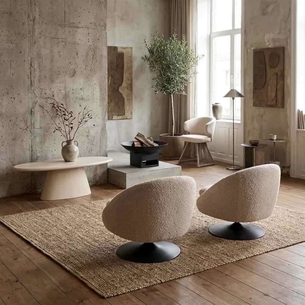 Lounge stoel Nodo natural chunky swivel