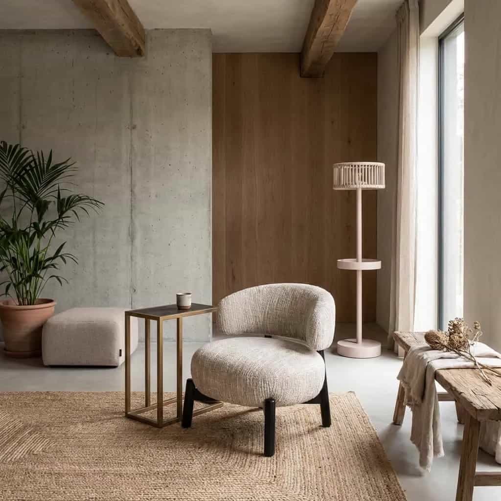 Lounge stoel Ornella beige angora