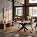 Ronde eettafel Madison Naturel Mangohout 130 cm - Starfurn