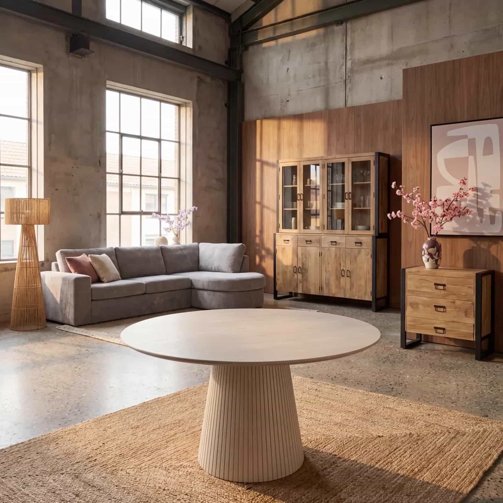 Ronde eettafel Solana Zand Mangohout 130 cm