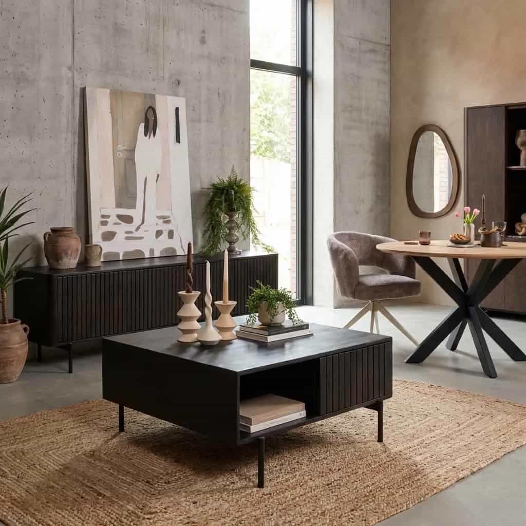 Salontafel Madison Black | 80 cm | Vierkant