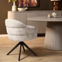 Draaibare eetkamerstoel Bella Off White Poot Zwart - Starfurn