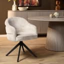 Draaibare eetkamerstoel Bella Off White Poot Zwart - Starfurn