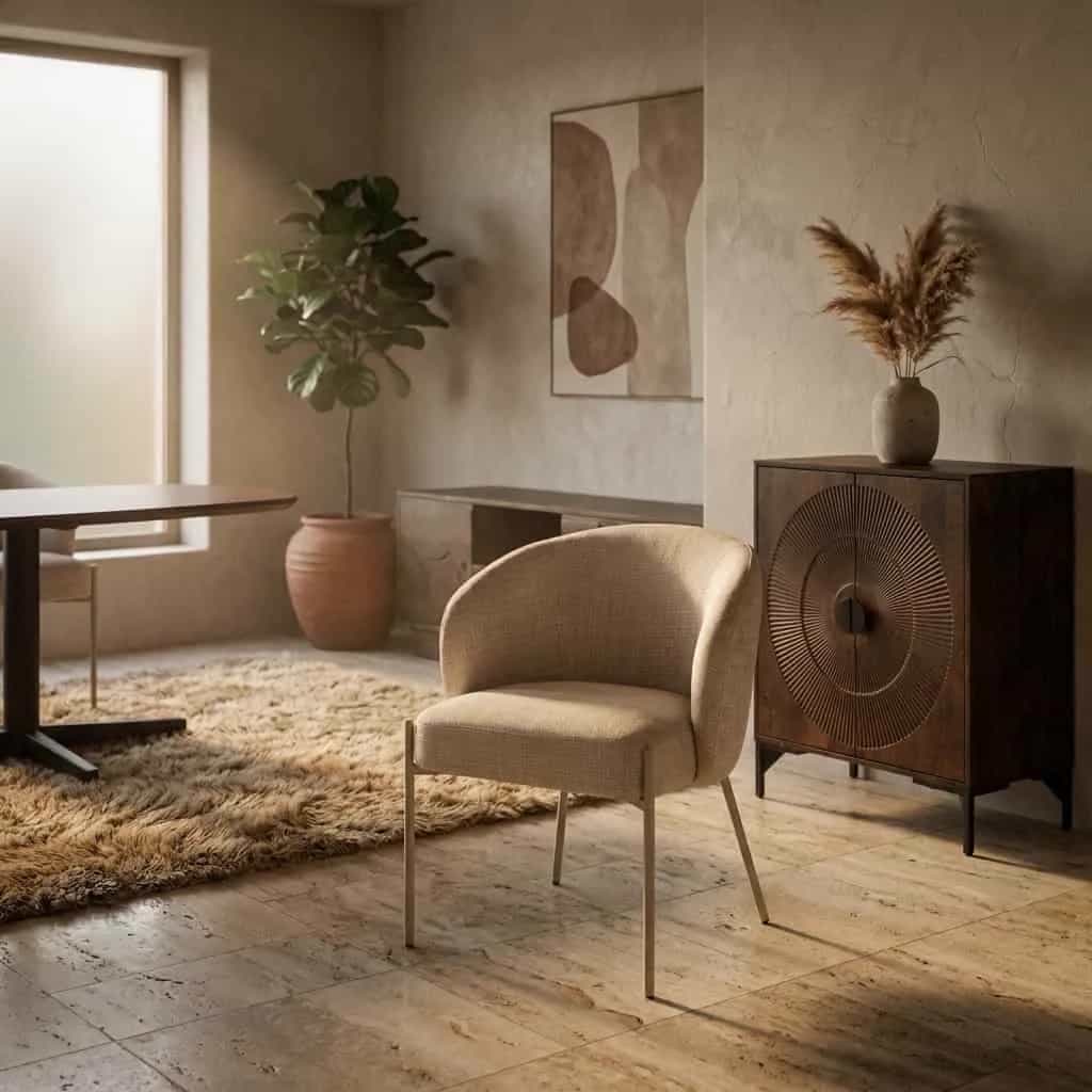 Adele - eetkamerstoel - beige poten - Cremona - Taupe 04