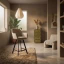 Barkruk Bliss met armleuning - beige - By-Boo