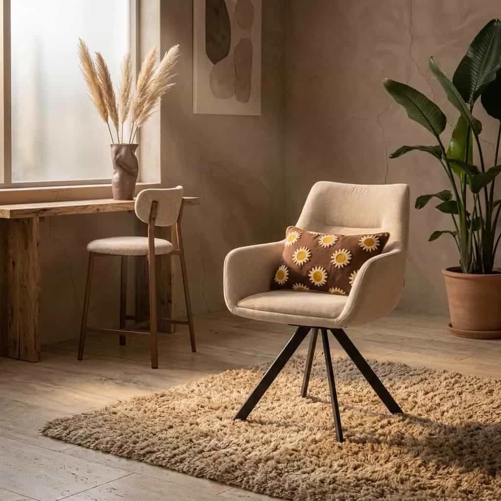 Stoel Bliss with armrest - beige