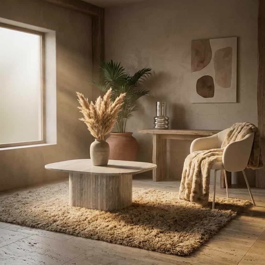 Salontafel Dorique Bruin Marmer & Mango hout