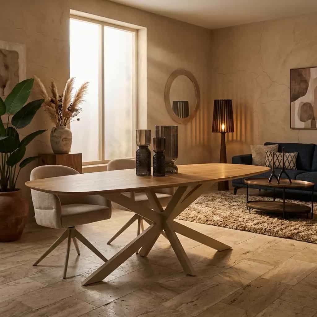 Deens ovale eettafel Ferris Naturel Poot Zand Eikenhout 180 cm