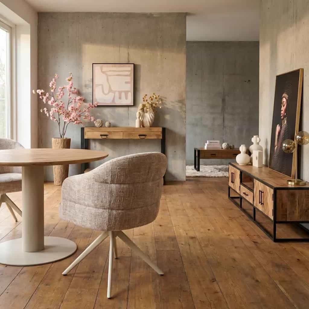 Draaibare eetkamerstoel Bella Beige Poot Zand