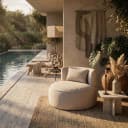 Lounge stoel Nammos beige swivel - Richmond Interiors
