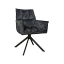 Moderne eetkamerstoel Dani Velvet in antraciet met comfortabele armleuning en stijlvolle uitstraling, perfect voor een eigentijdse eetkamer of kantoorruimte. - Starfurn