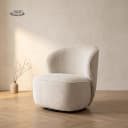 Belvi Fauteuil - fabric AJ3019-08 Cream (draaibaar) - Tower Living
