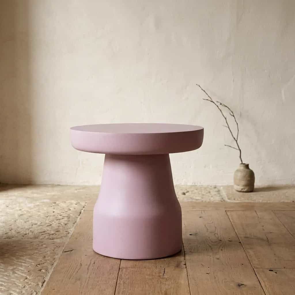 Bijzettafel Drum Roze Mangohout 40 cm