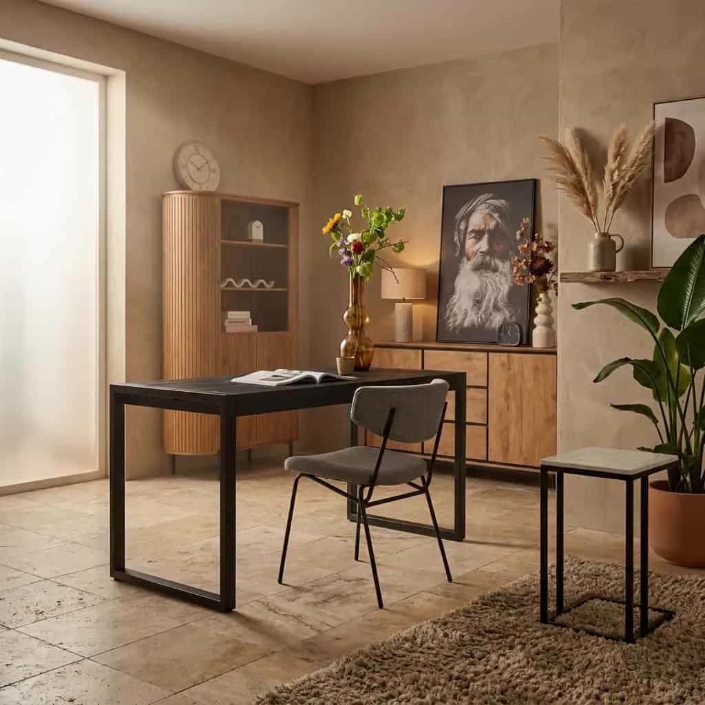 Bureau Boaz Zwart Mangohout 145 cm