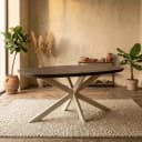 Deens ovale eettafel Madison Bruin Poot Zand Mangohout 160 cm - Starfurn