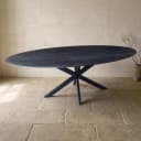 Eettafel mangohout ovaal zwart facet rand - Mokana Furniture