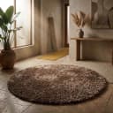 Vloerkleed Karpet Love Shaggy Licht Bruin Rond - Eurogros