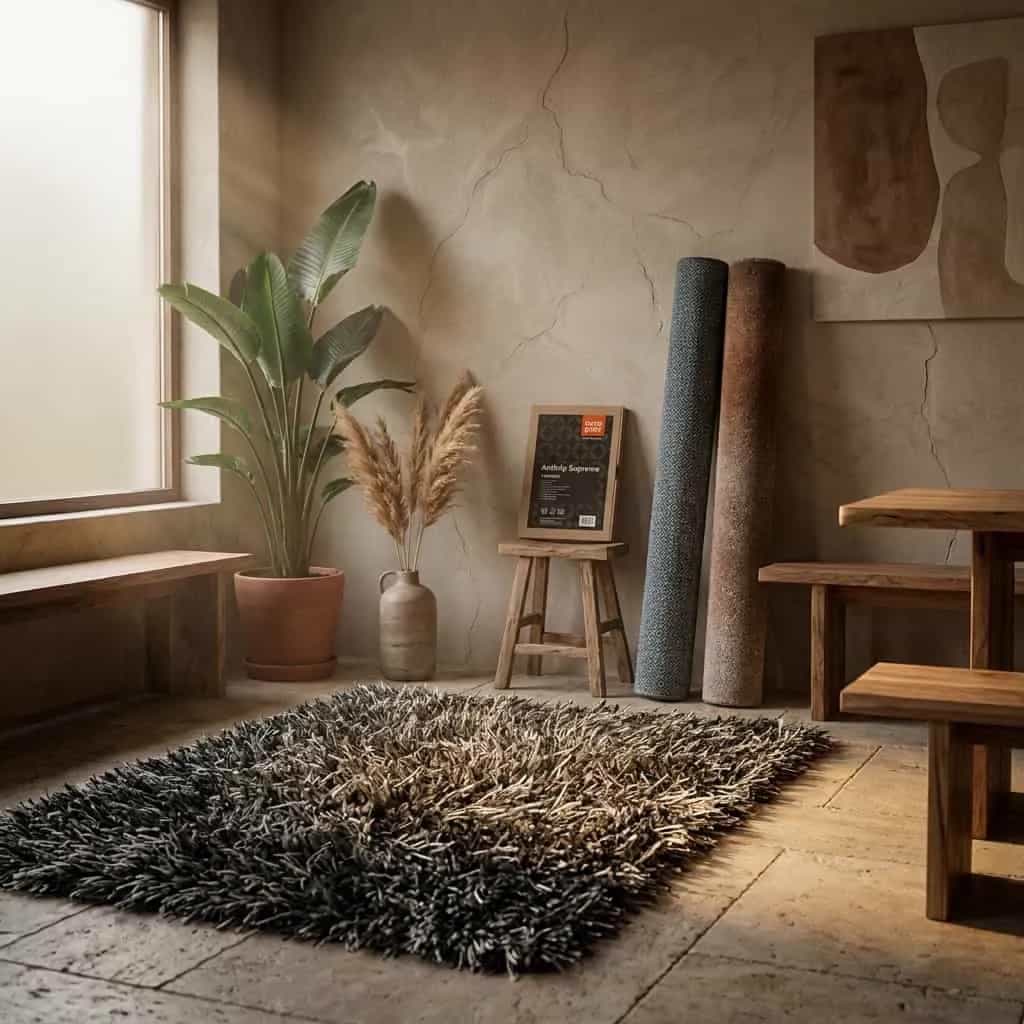 Vloerkleed Karpet Love Shaggy Taupe