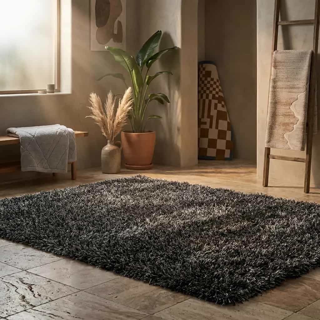 Vloerkleed Karpet Love Shaggy Taupe Rond