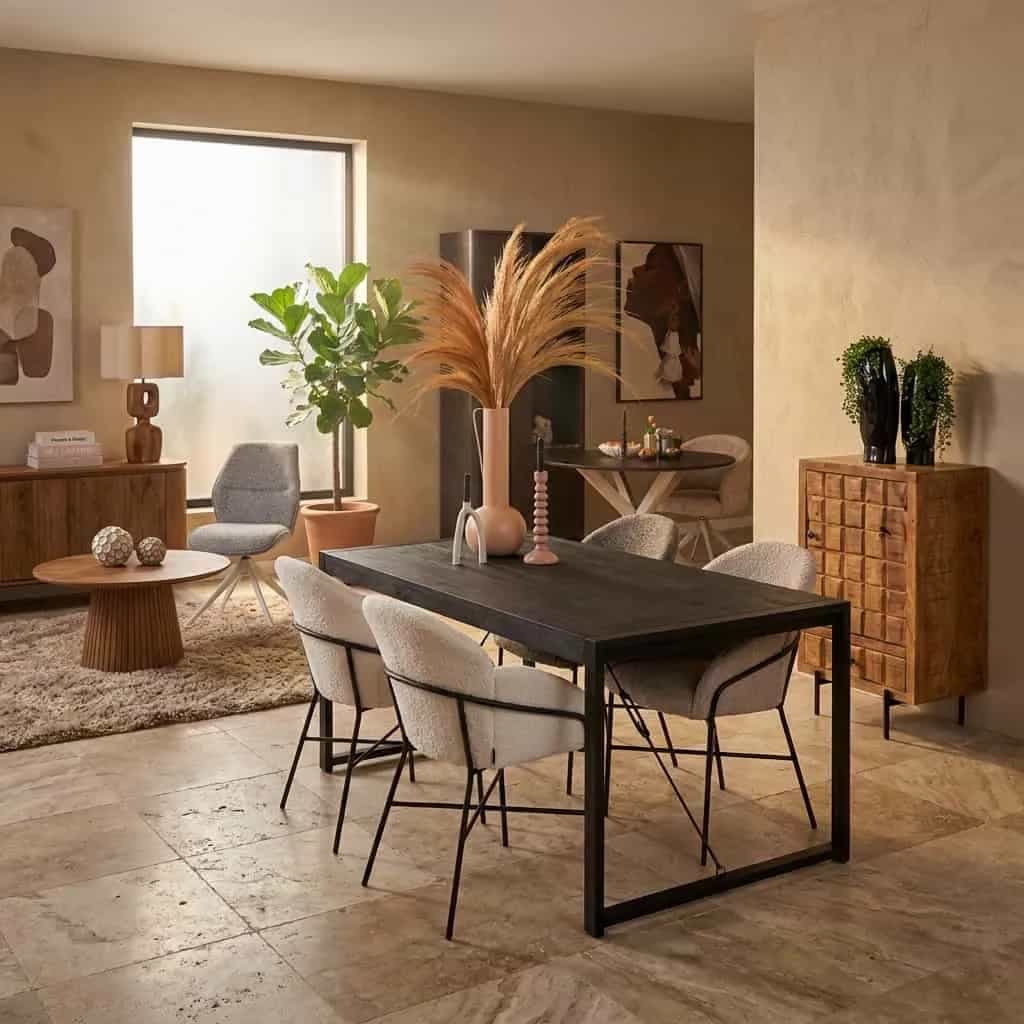 Eettafel Boaz Zwart Mangohout 180 cm