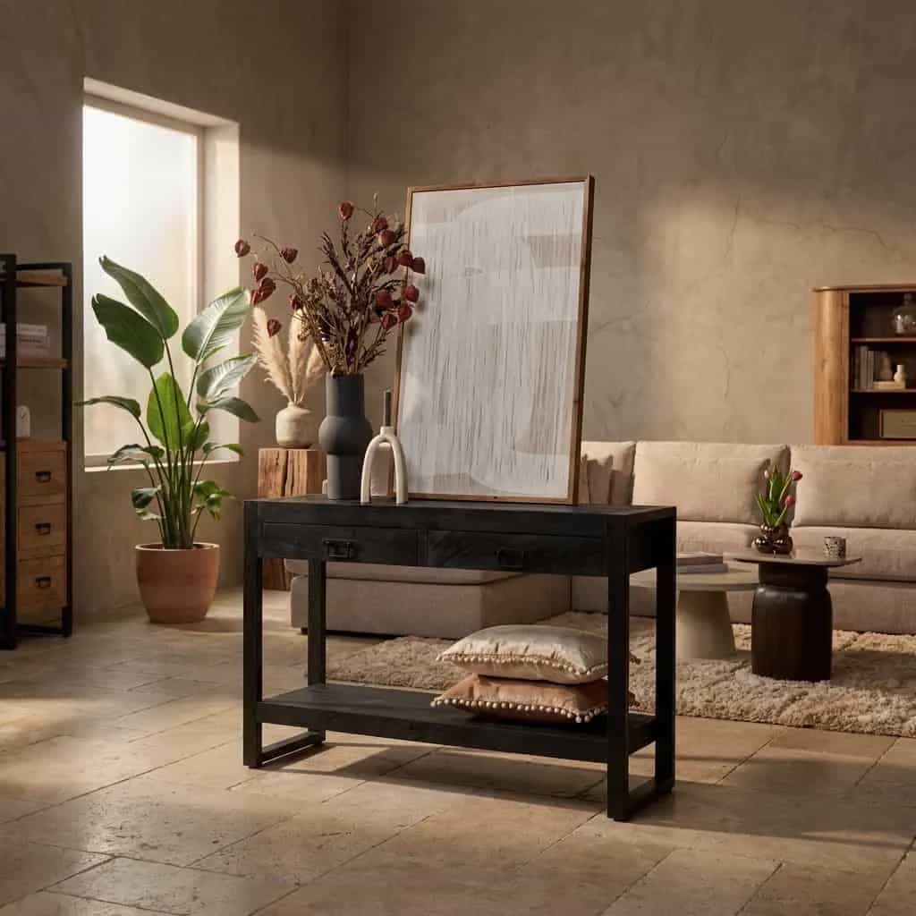 Sidetable Boaz Zwart Mangohout 120 cm