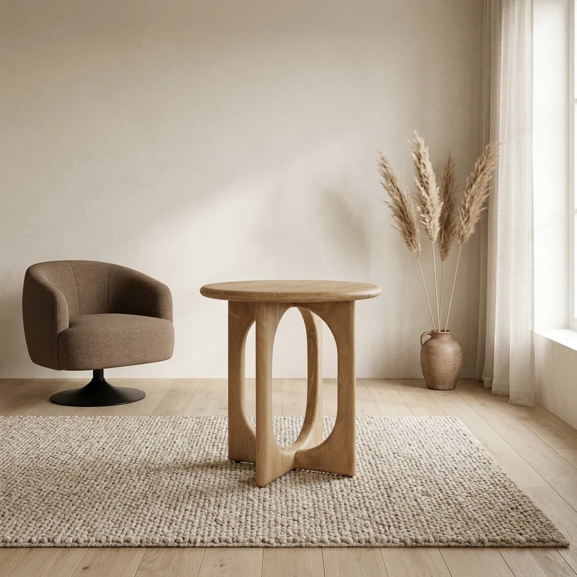Bijzettafel Ø50, Acacia Groovy Natural - My Sons