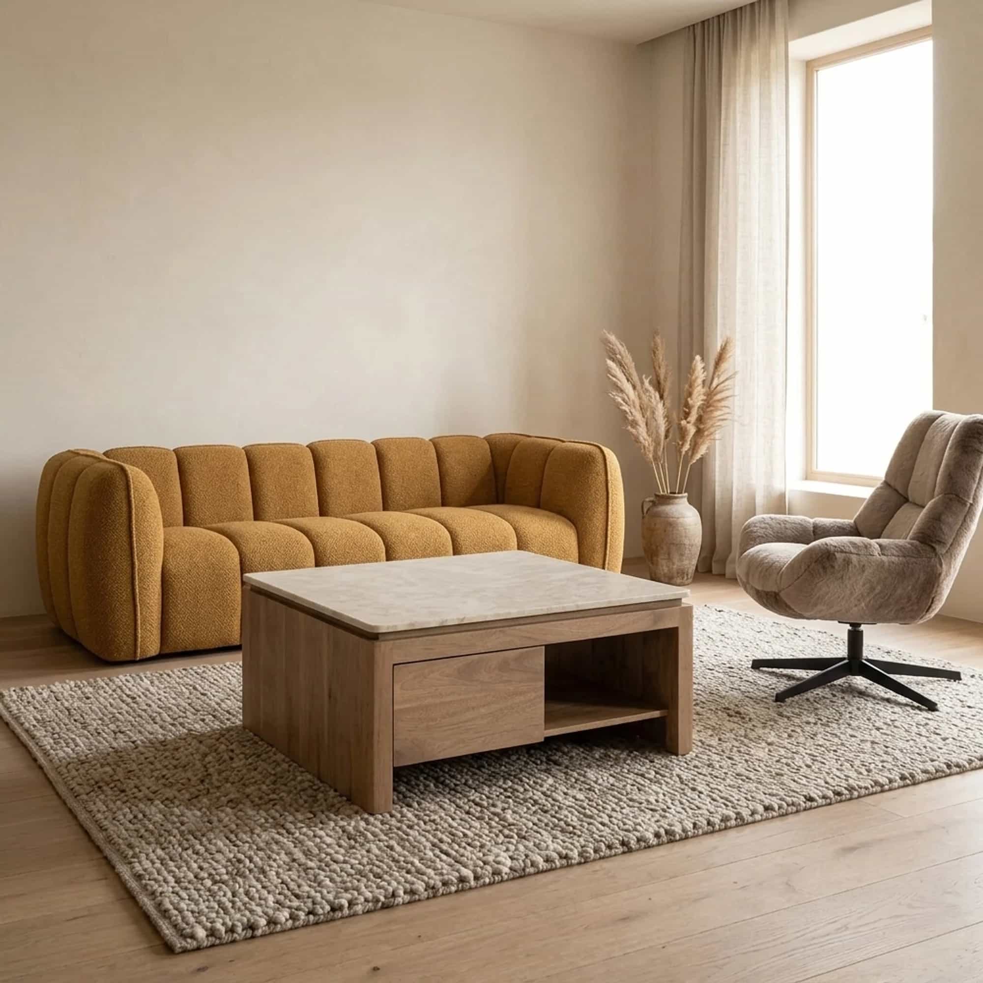 Bovenblad Salontafel Dallas Beige Marmer