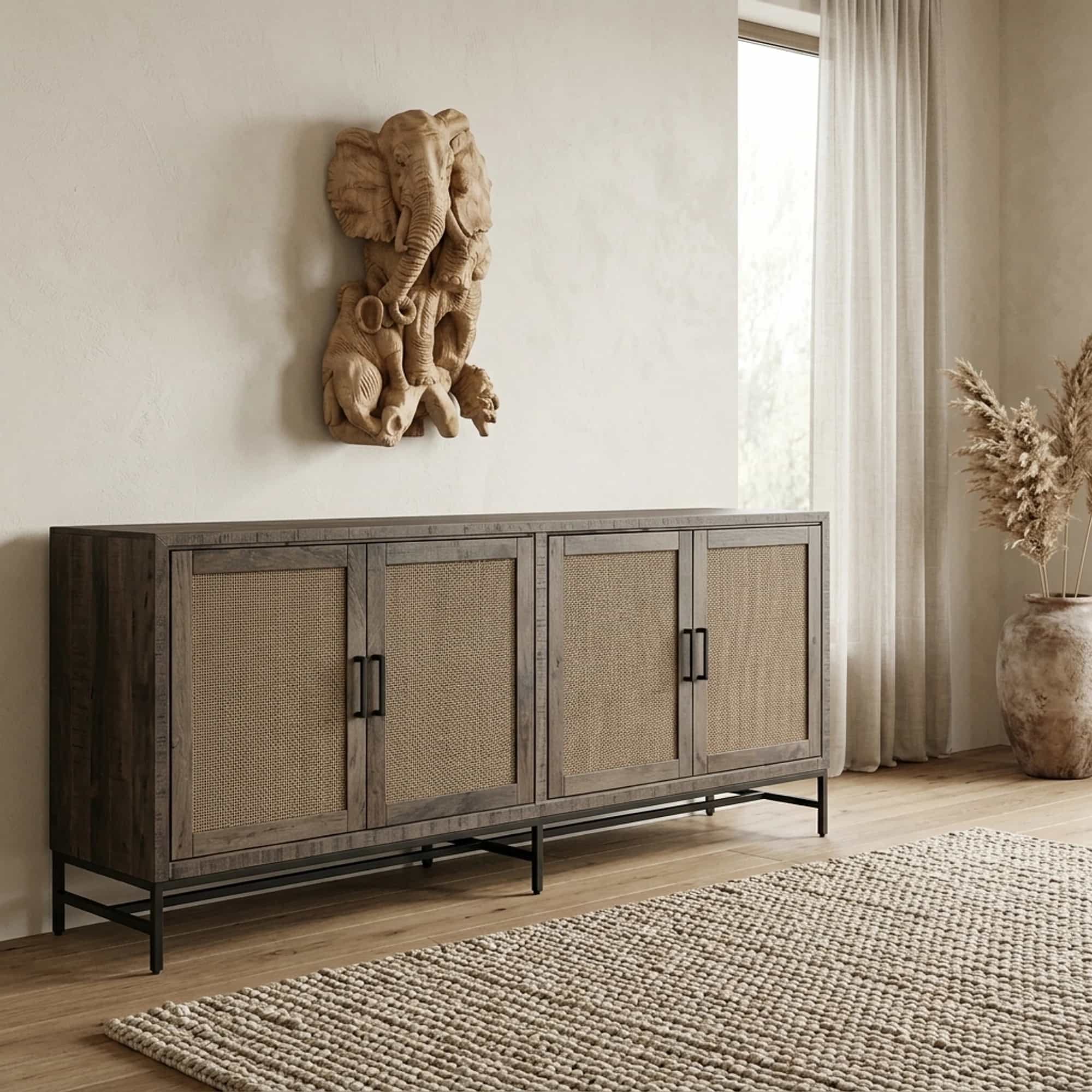 Carini Dressoir zwart 200 cm