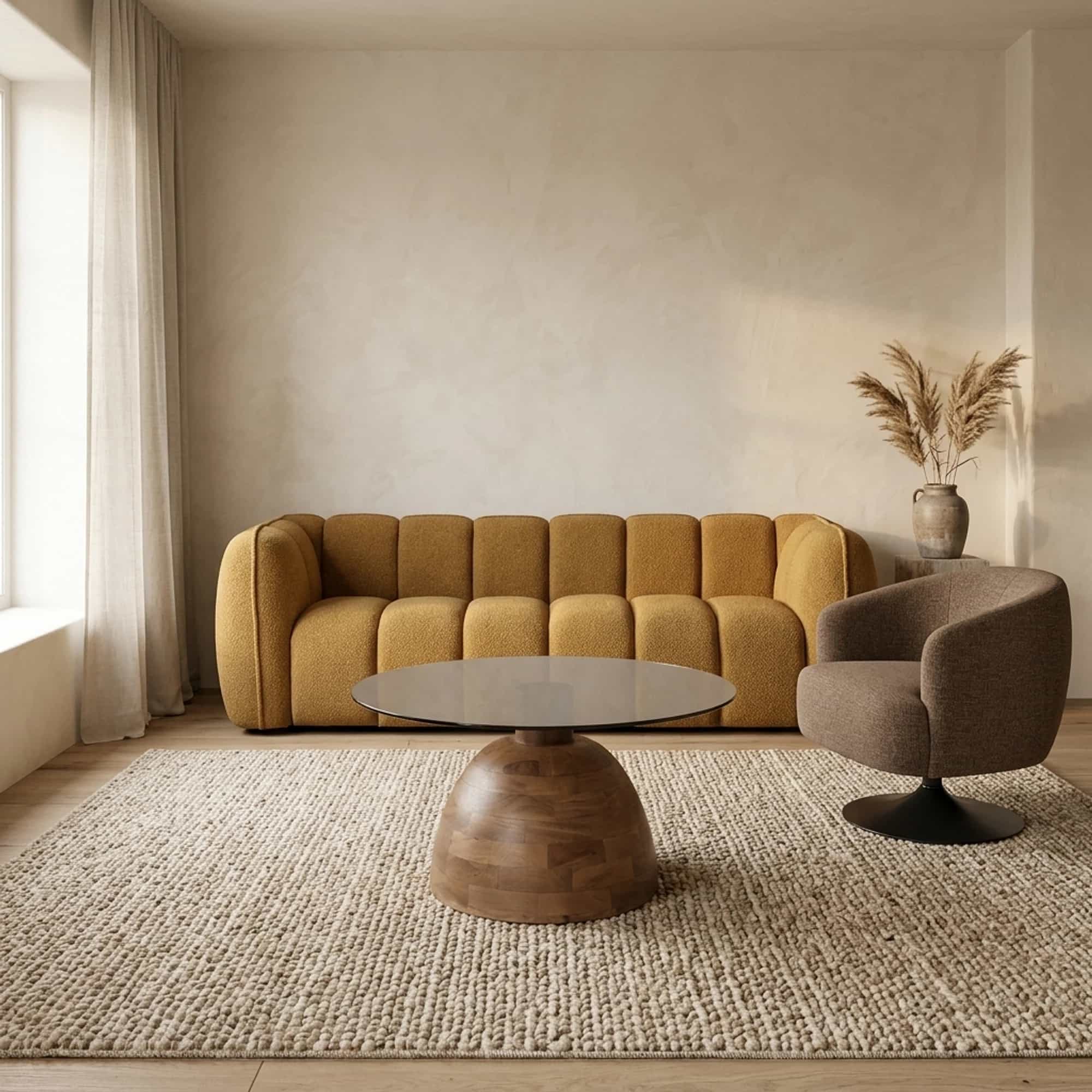 Christian salontafel Ø78, H42, Mango Matt Walnut, Smoke glass - My Sons