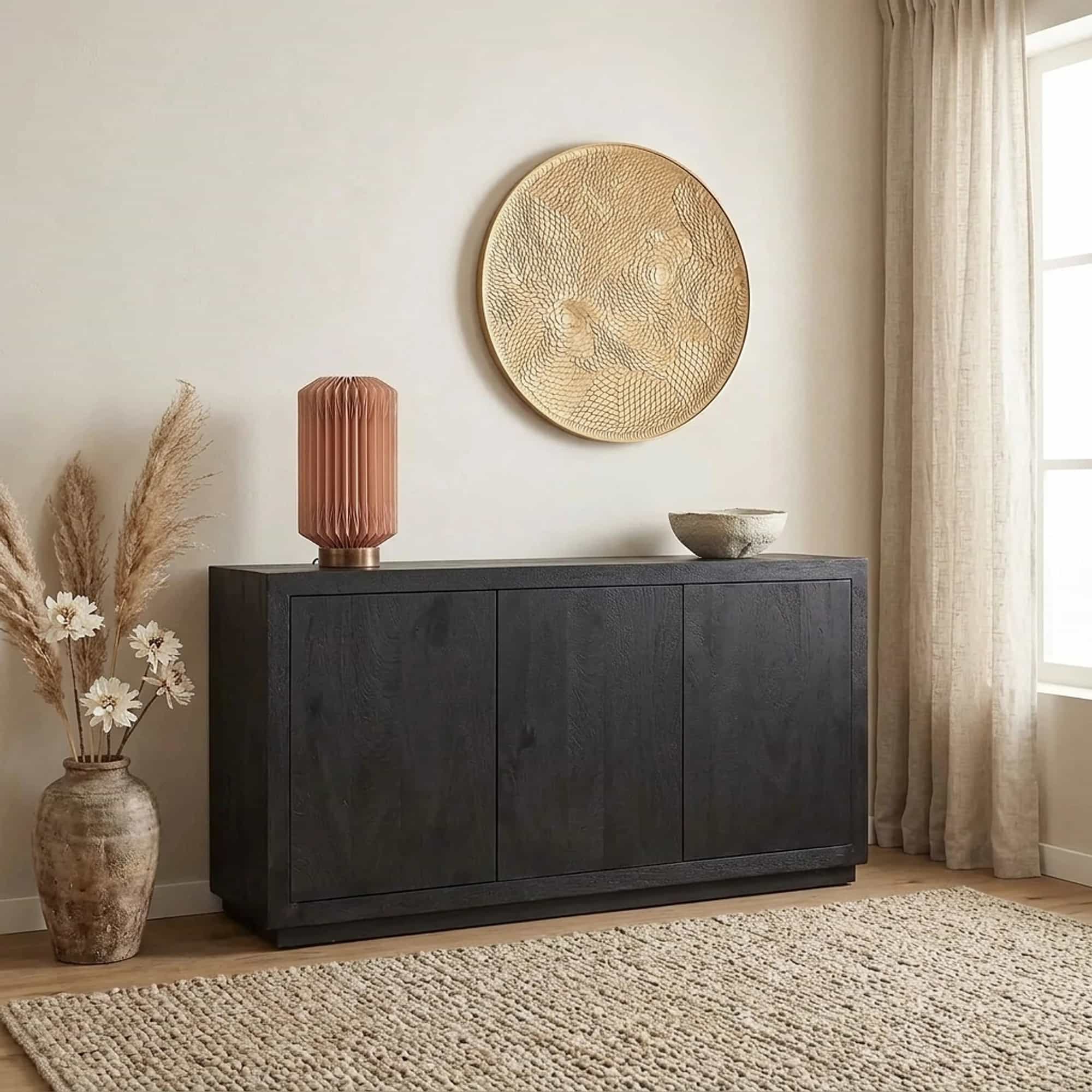 Dressoir Brussel Zwart Mangohout 150 cm