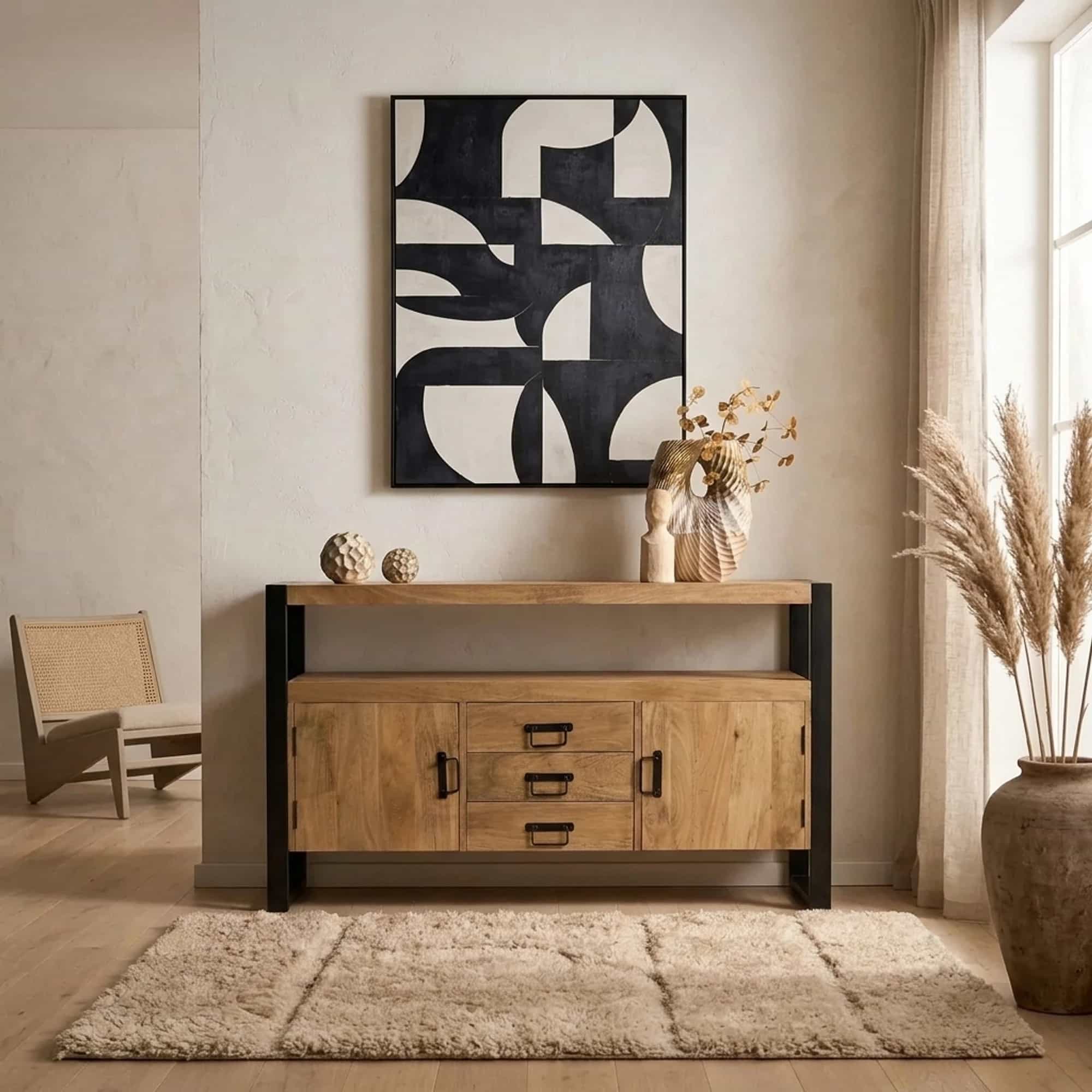 Dressoir Naturel Mangohout 135 cm