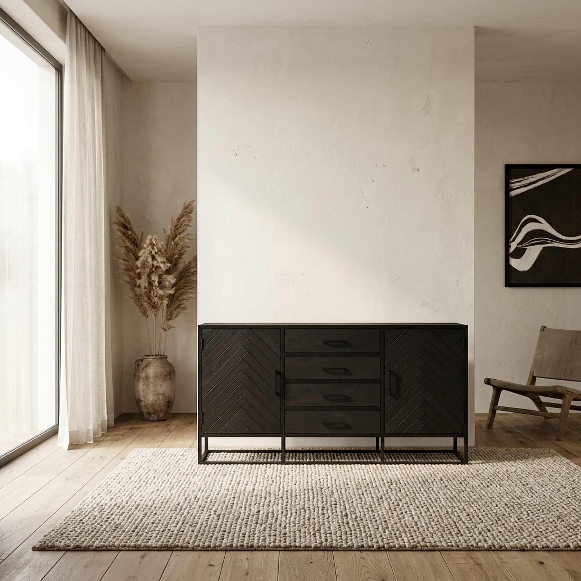 Dressoir New York Zwart Mangohout 165 cm