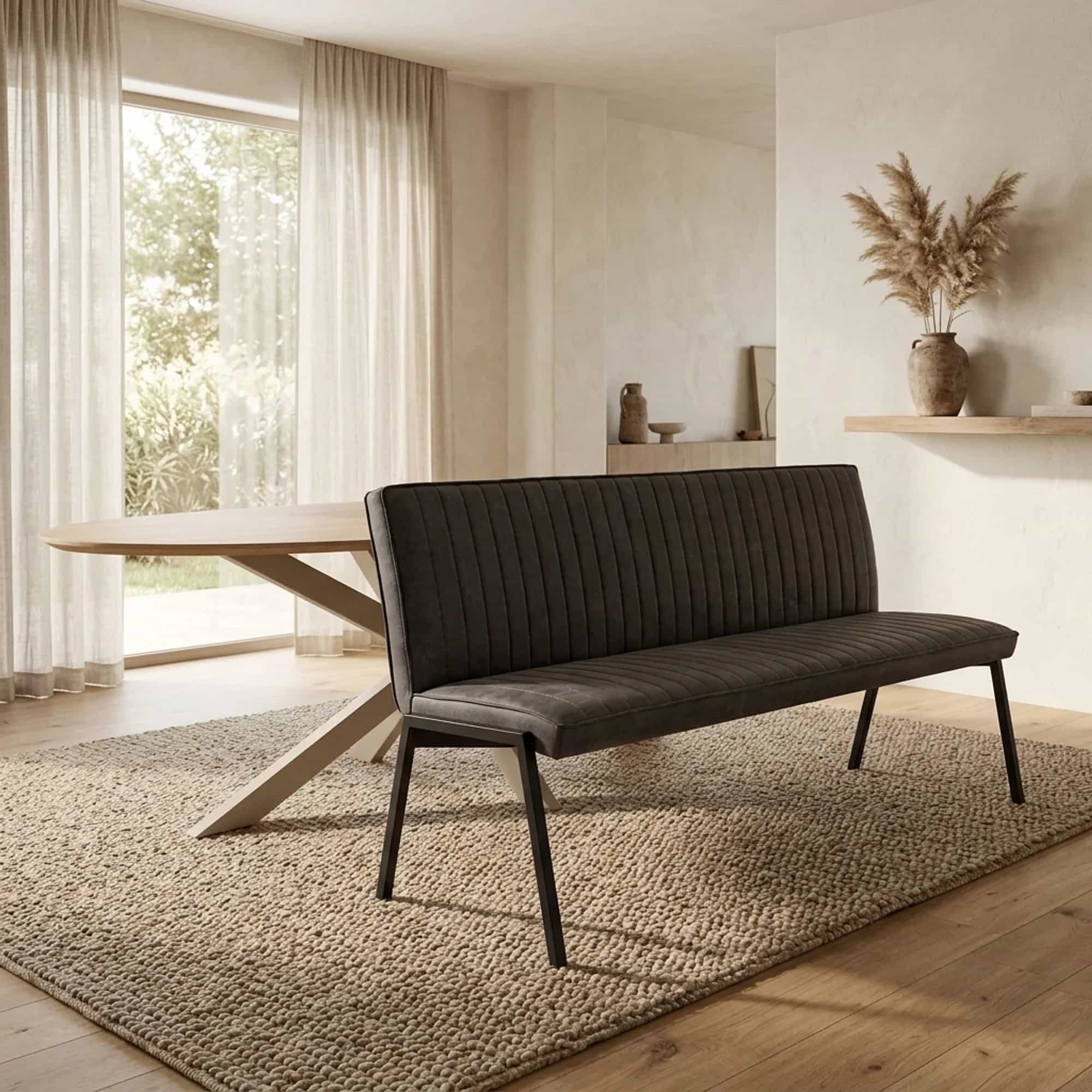 Eetkamerbank Tivoli Bull | 185 cm | Antraciet