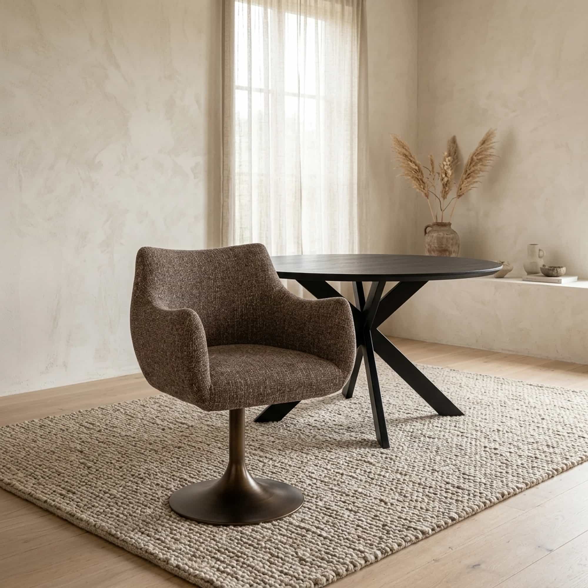 Eetkamerstoel Aldo brown tweed swivel